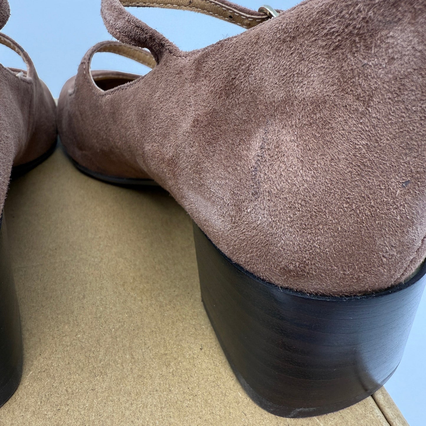 Madewell Nettie Mary Jane Pumps Size 8 Brown Suede Block Heel NEW w/ Minor Flaws