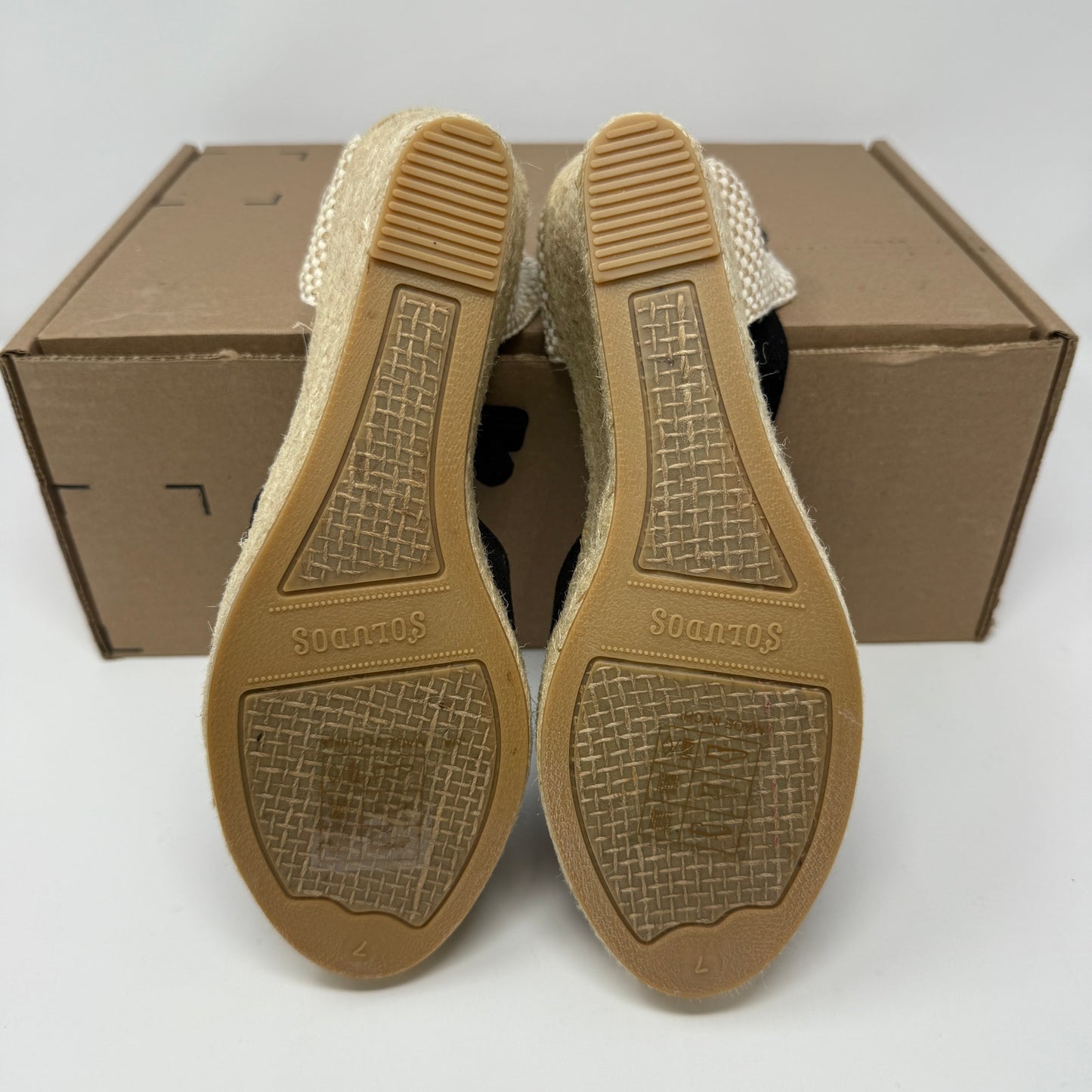 Soludos Tall Wedge Espadrilles Black Women's Size 7