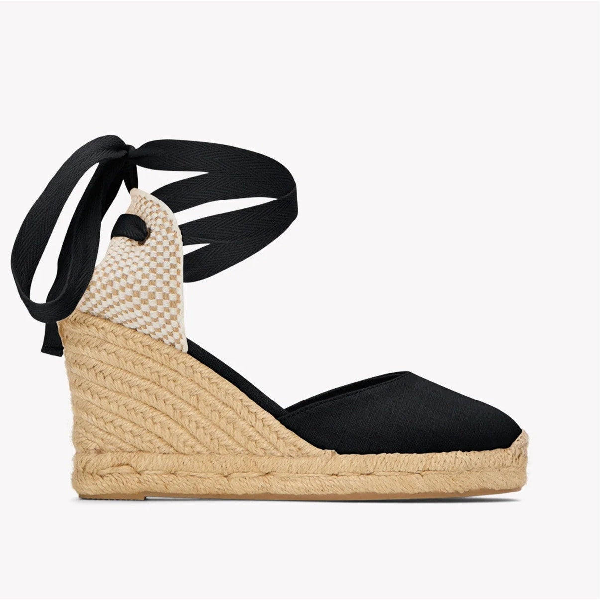 Soludos Tall Wedge Espadrilles Black Women's Size 7