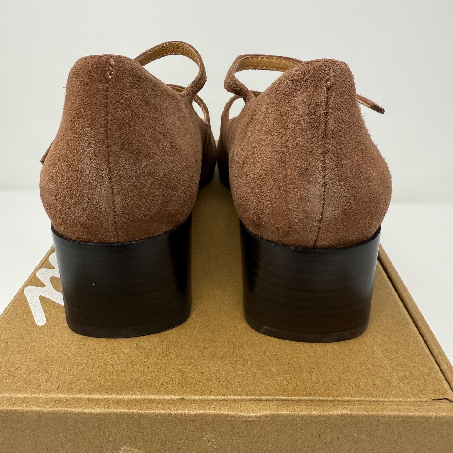 Madewell Nettie Mary Jane Pumps Size 8 Brown Suede Block Heel NEW w/ Minor Flaws