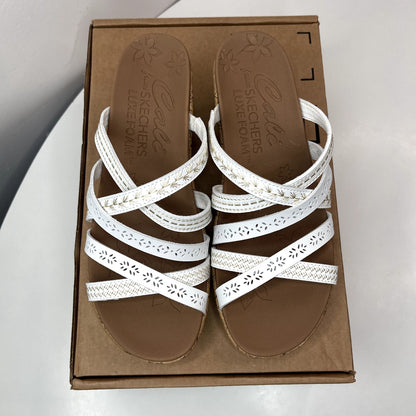 Skechers Beverlee Tiger Posse White Wedge Sandals Women's Size 8 New