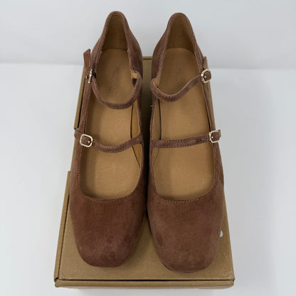 Madewell Nettie Mary Jane Pumps Size 8 Brown Suede Block Heel NEW w/ Minor Flaws
