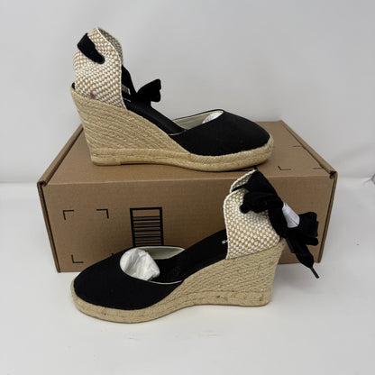 Soludos Tall Wedge Espadrilles Black Women's Size 7