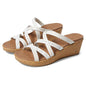 Skechers Beverlee Tiger Posse White Wedge Sandals Women's Size 8 New