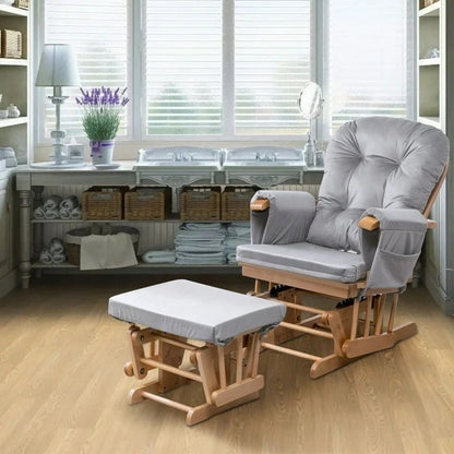 5-Piece Velvet Glider & Ottoman Cushion Set – Removable & Washable