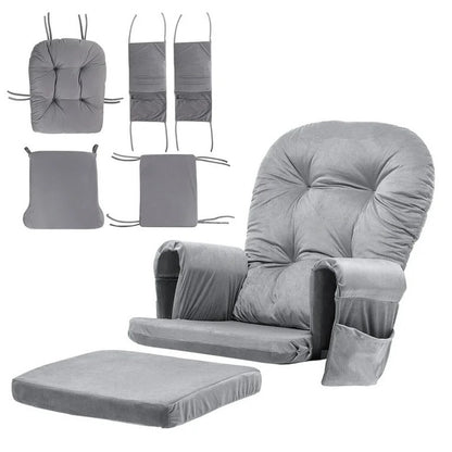 5-Piece Velvet Glider & Ottoman Cushion Set – Removable & Washable
