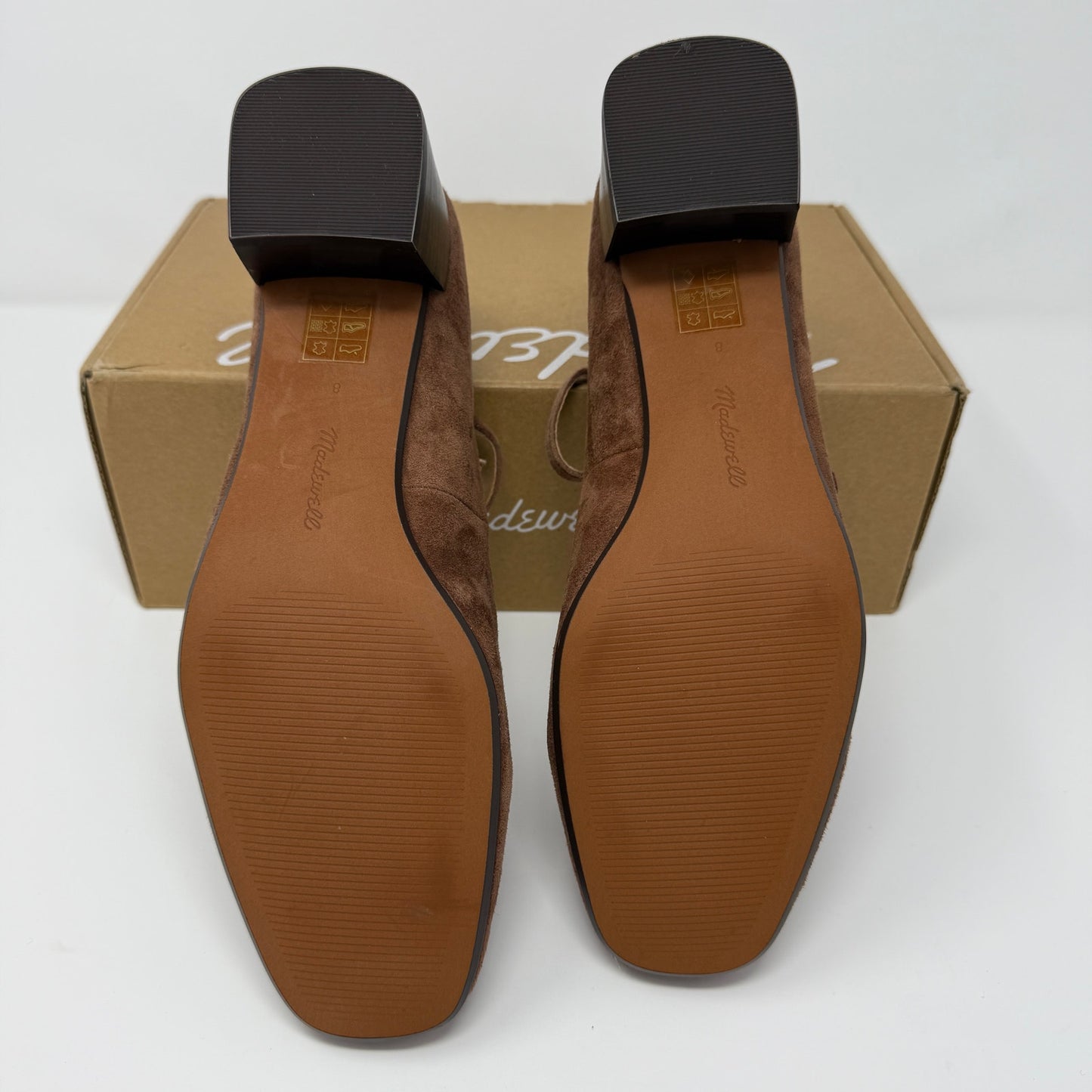 Madewell Nettie Mary Jane Pumps Size 8 Brown Suede Block Heel NEW w/ Minor Flaws
